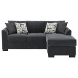 Storey Upholstered Sleeper Sectional Chaise Sofa Dark Grey 504777 - Ella Furniture