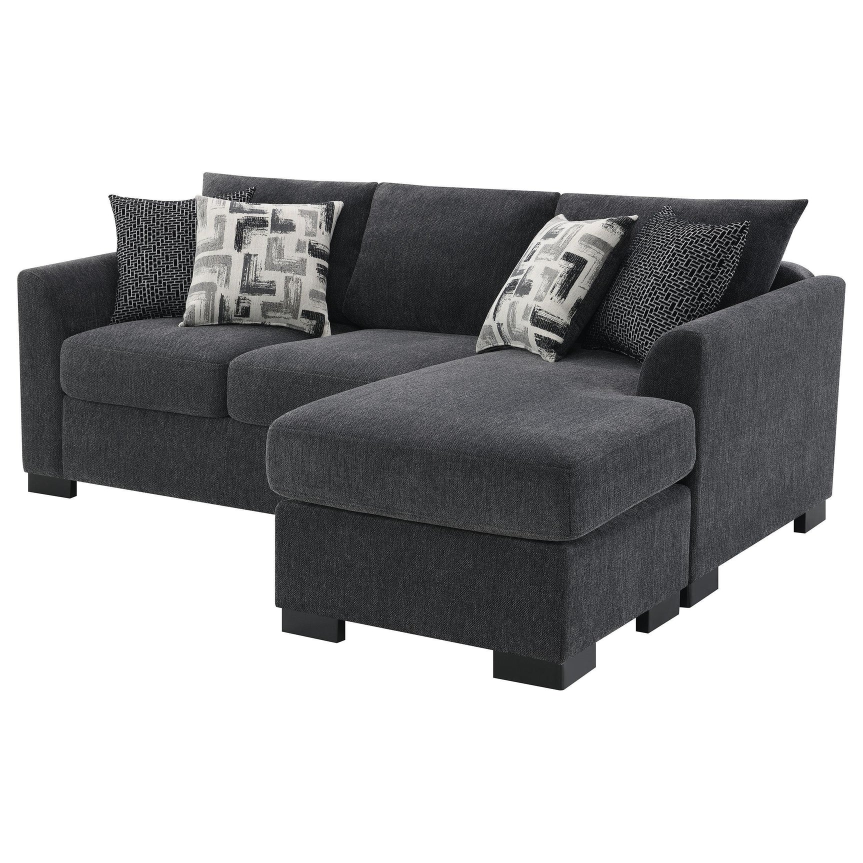 Storey Upholstered Sleeper Sectional Chaise Sofa Dark Grey 504777 - Ella Furniture