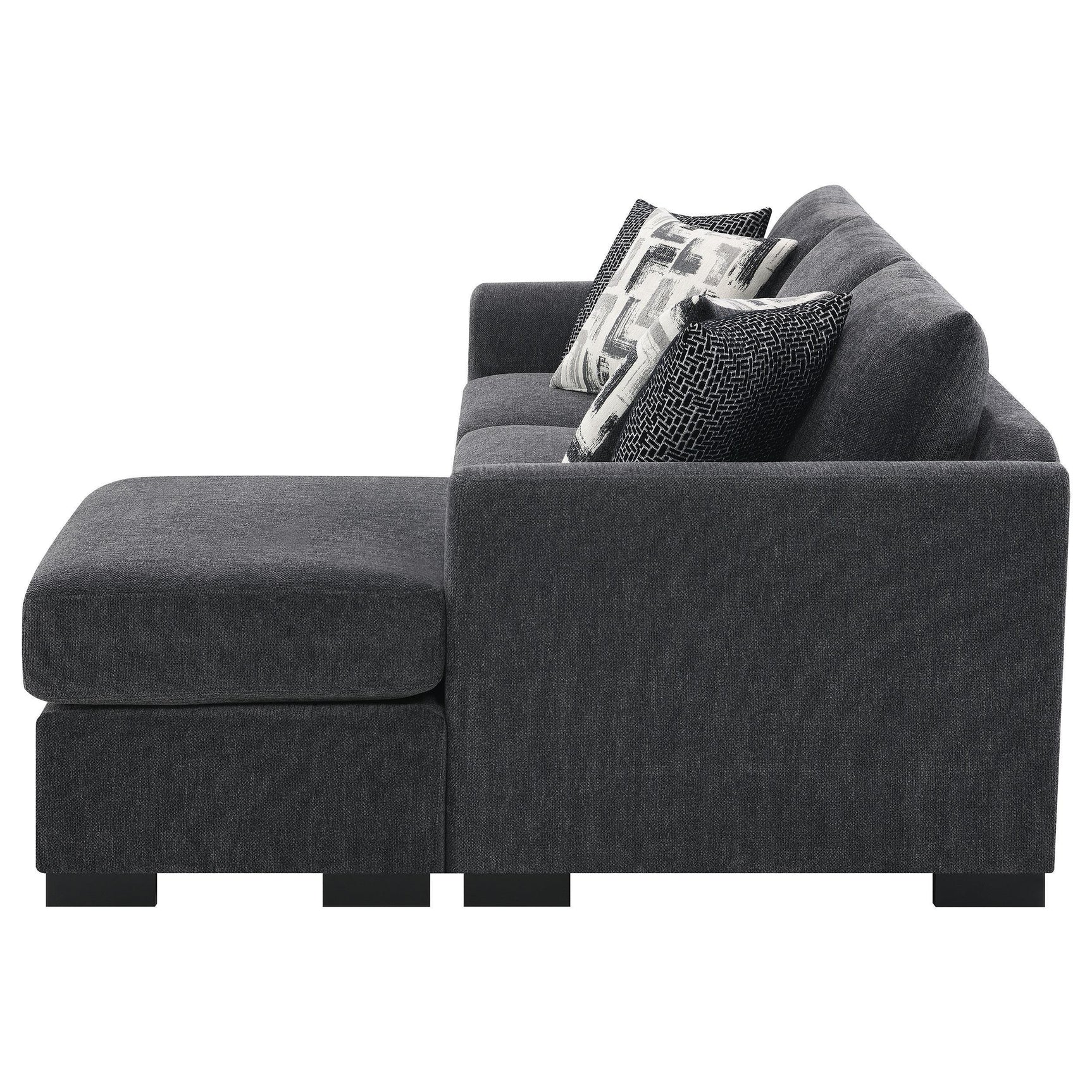 Storey Upholstered Sleeper Sectional Chaise Sofa Dark Grey 504777 - Ella Furniture