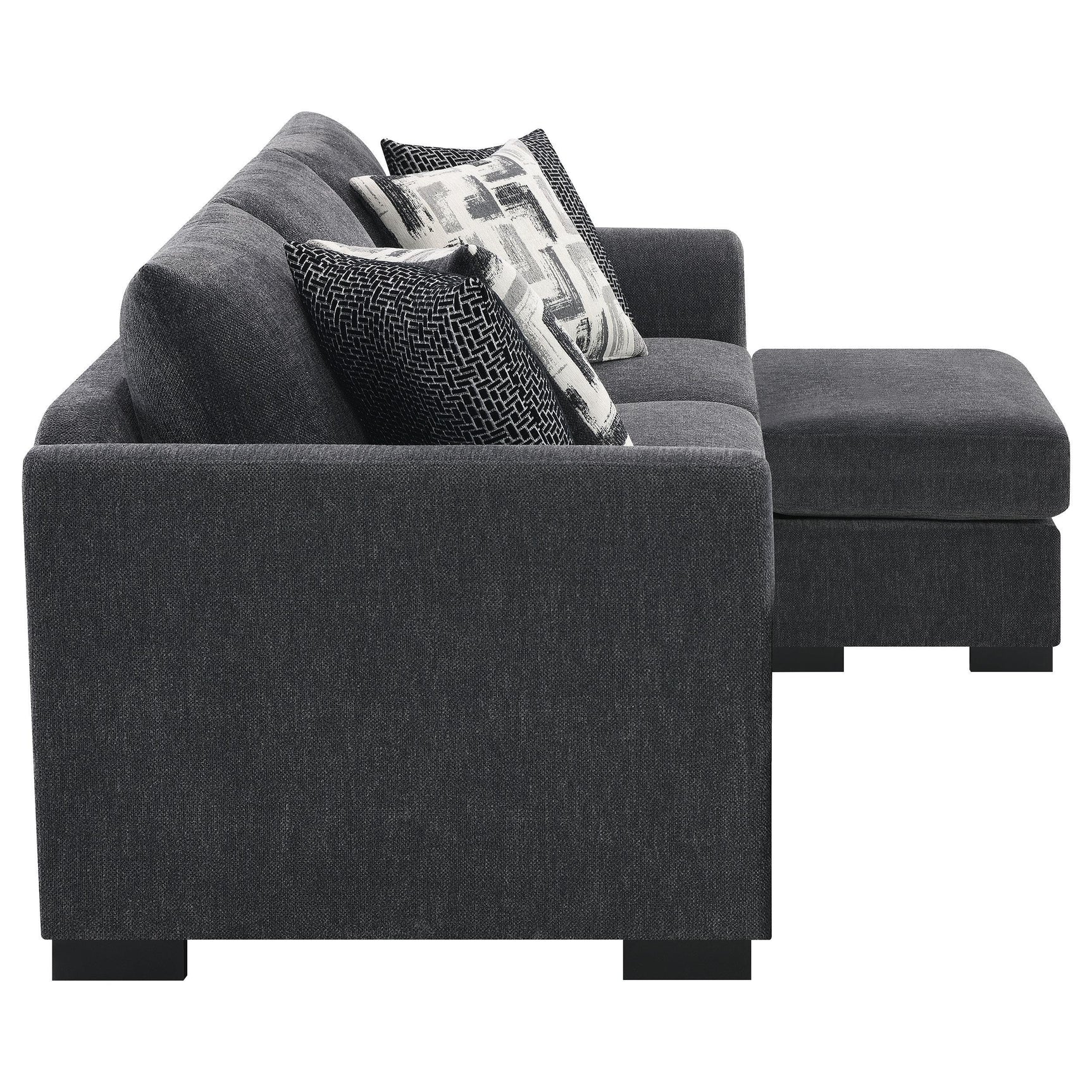 Storey Upholstered Sleeper Sectional Chaise Sofa Dark Grey 504777 - Ella Furniture