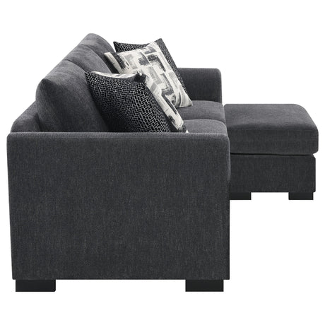 Storey Upholstered Sleeper Sectional Chaise Sofa Dark Grey 504777 - Ella Furniture