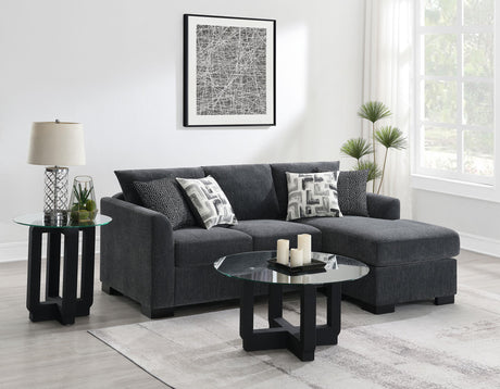 Storey Upholstered Sleeper Sectional Chaise Sofa Dark Grey 504777 - Ella Furniture