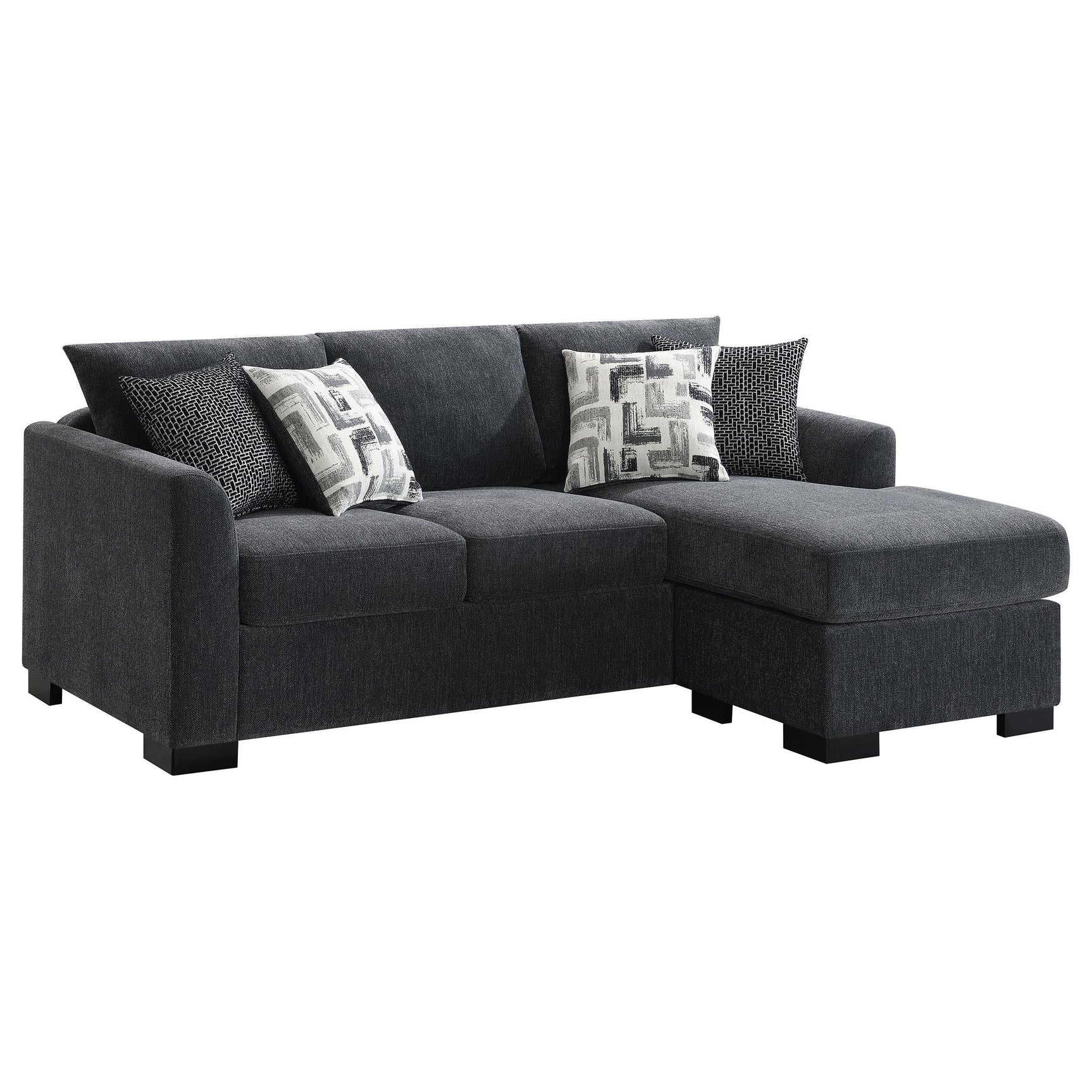 Storey Upholstered Sleeper Sectional Chaise Sofa Dark Grey 504777 - Ella Furniture