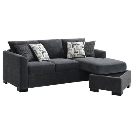 Storey Upholstered Sleeper Sectional Chaise Sofa Dark Grey 504777 - Ella Furniture