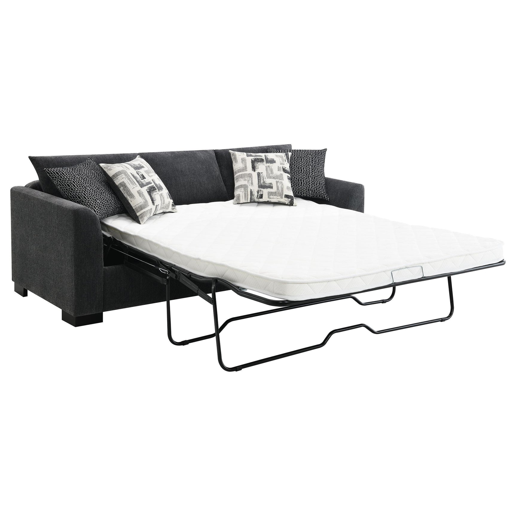 Storey Upholstered Sleeper Sectional Chaise Sofa Dark Grey 504777 - Ella Furniture