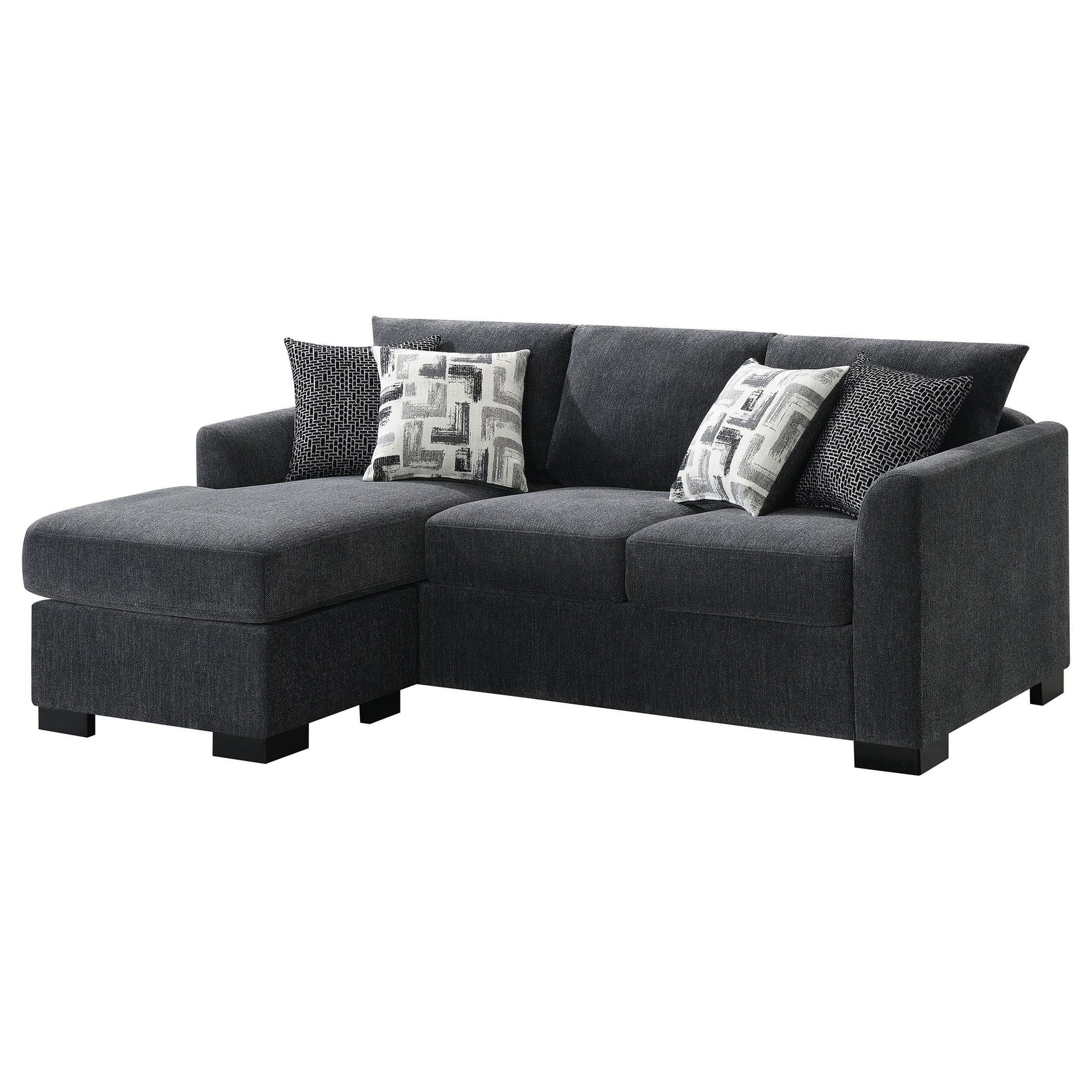 Storey Upholstered Sleeper Sectional Chaise Sofa Dark Grey 504777 - Ella Furniture