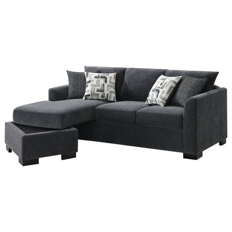Storey Upholstered Sleeper Sectional Chaise Sofa Dark Grey 504777 - Ella Furniture