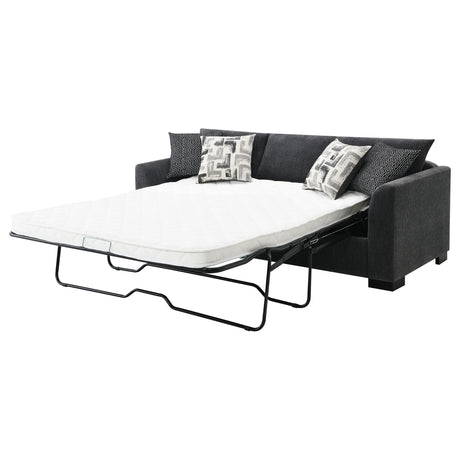 Storey Upholstered Sleeper Sectional Chaise Sofa Dark Grey 504777 - Ella Furniture
