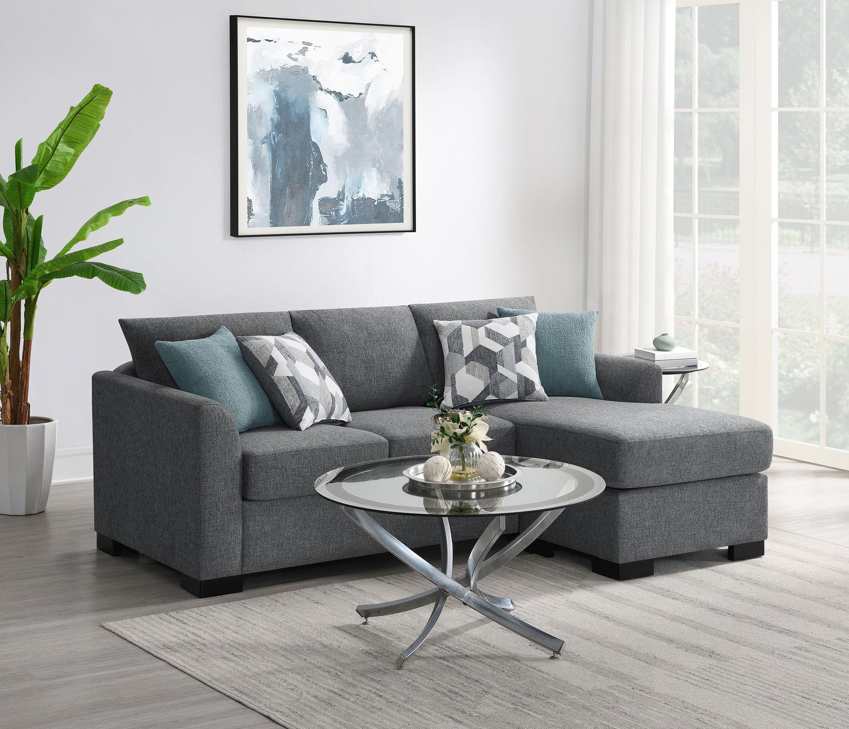 Storey Upholstered Sleeper Sectional Chaise Sofa Grey 504779 - Ella Furniture