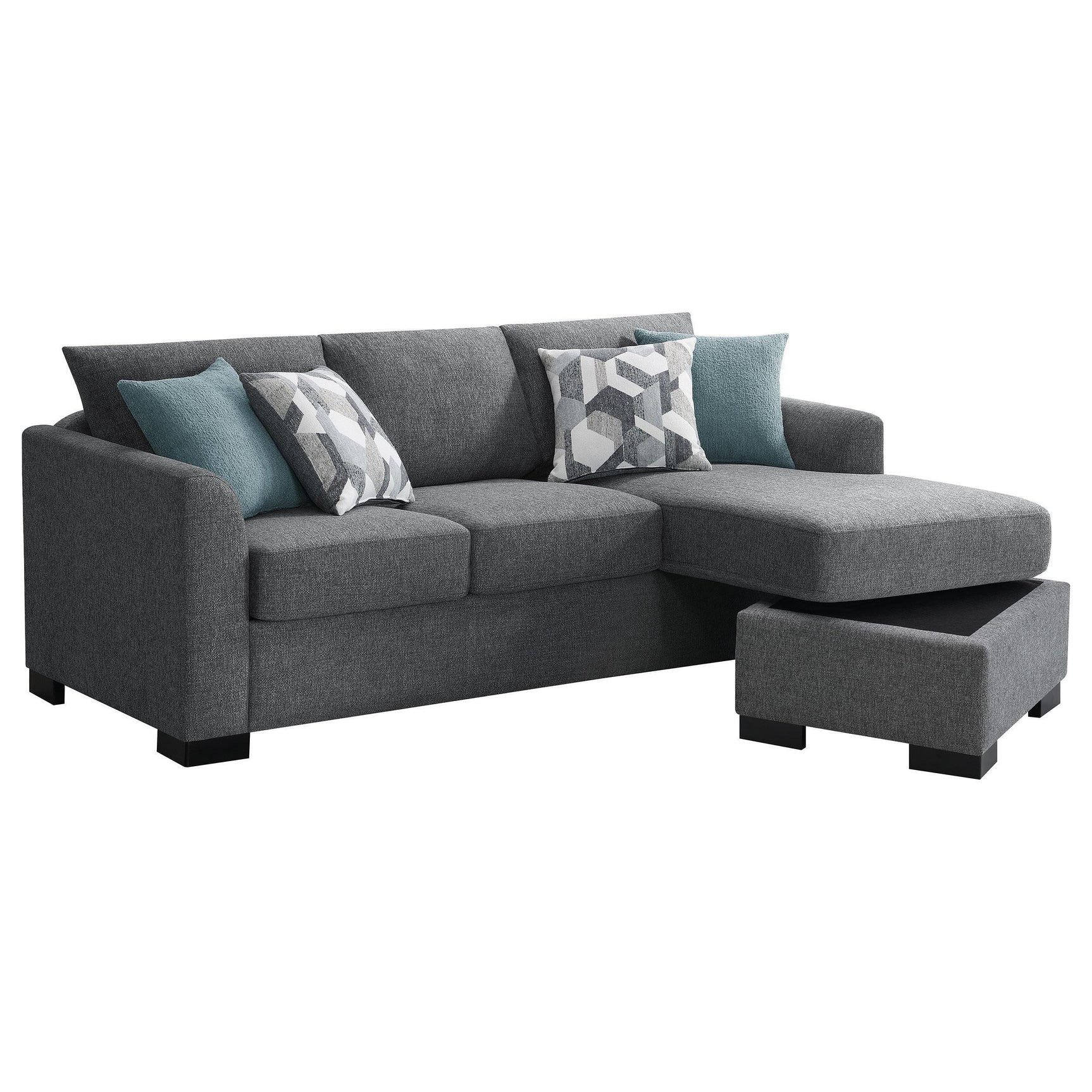 Storey Upholstered Sleeper Sectional Chaise Sofa Grey 504779 - Ella Furniture