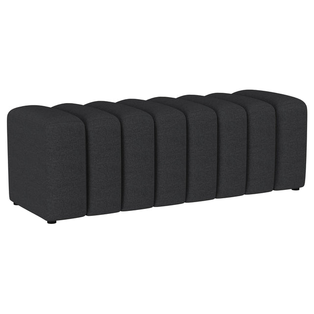 Summer Fabric Upholstered Tufted Accent Bench Charcoal 910294 - Ella Furniture