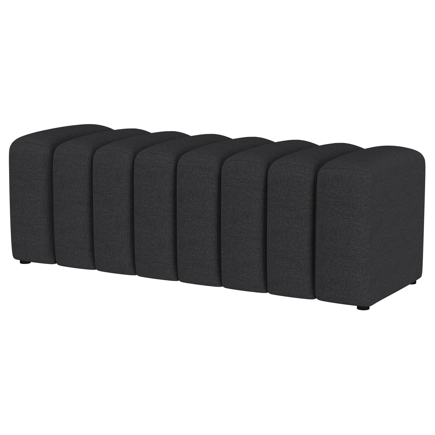 Summer Fabric Upholstered Tufted Accent Bench Charcoal 910294 - Ella Furniture