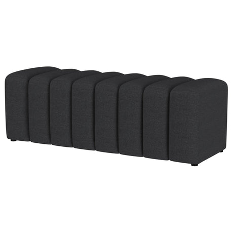 Summer Fabric Upholstered Tufted Accent Bench Charcoal 910294 - Ella Furniture