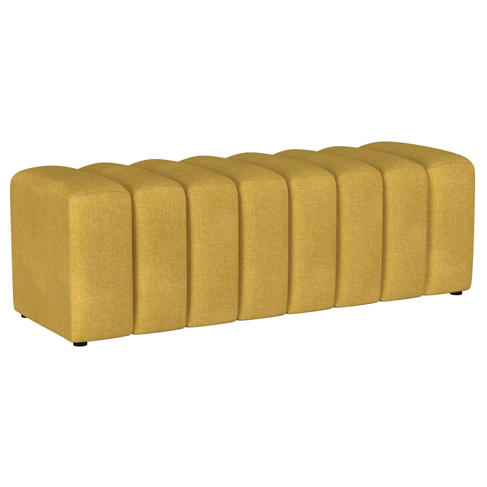 Summer Fabric Upholstered Tufted Accent Bench Mustard Yellow 910292 - Ella Furniture