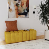 Summer Fabric Upholstered Tufted Accent Bench Mustard Yellow 910292 - Ella Furniture