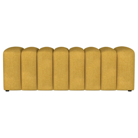 Summer Fabric Upholstered Tufted Accent Bench Mustard Yellow 910292 - Ella Furniture