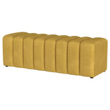 Summer Fabric Upholstered Tufted Accent Bench Mustard Yellow 910292 - Ella Furniture