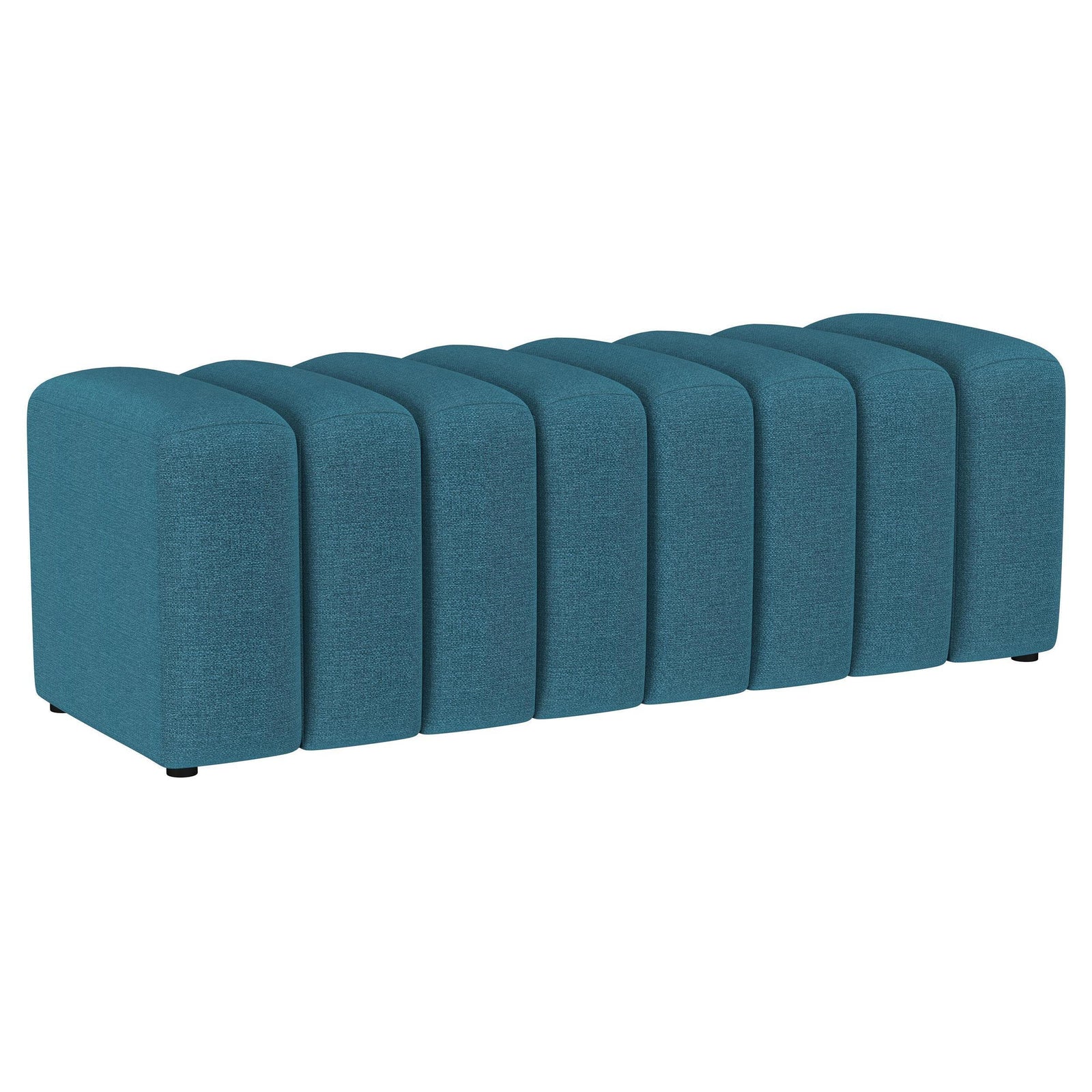 Summer Fabric Upholstered Tufted Accent Bench Peacock Blue 910293 - Ella Furniture