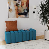 Summer Fabric Upholstered Tufted Accent Bench Peacock Blue 910293 - Ella Furniture