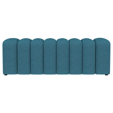 Summer Fabric Upholstered Tufted Accent Bench Peacock Blue 910293 - Ella Furniture