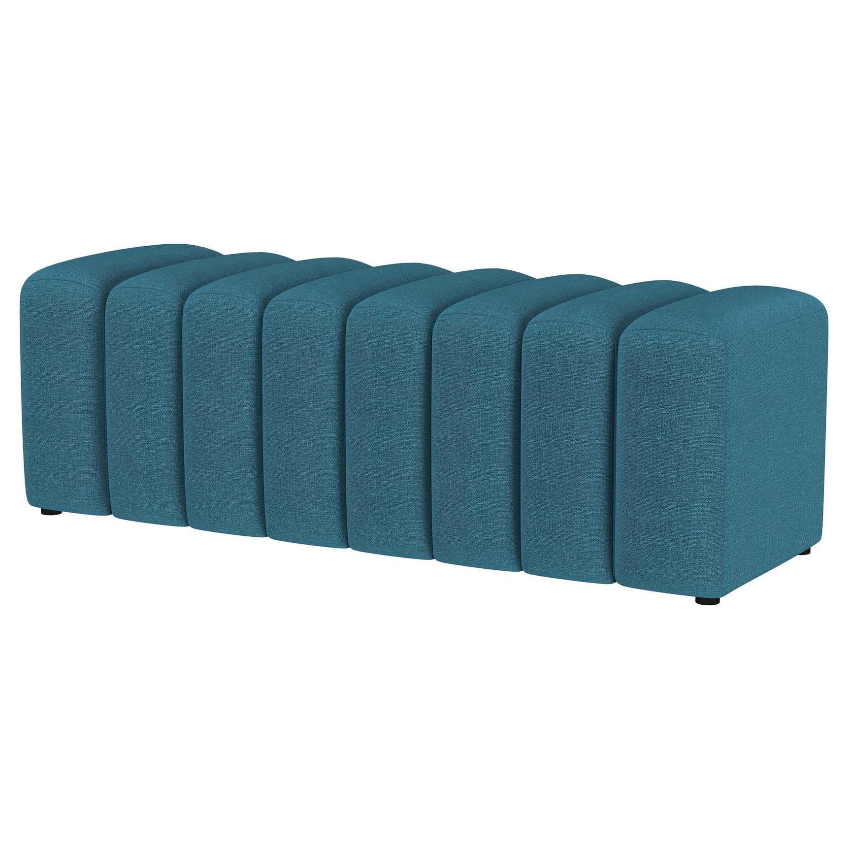Summer Fabric Upholstered Tufted Accent Bench Peacock Blue 910293 - Ella Furniture