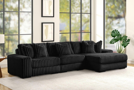 Sunday2 Black 3Pc Sectional - Ella Furniture