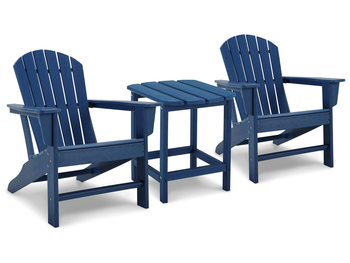 Sundown Blue Treasure 2 Adirondack Chairs With End Table - Ella Furniture