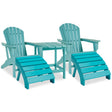 Sundown Turquoise Treasure 2 Outdoor Adirondack Chairs And Ottomans With Side Table - Ella Furniture