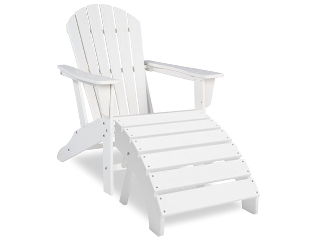 Sundown White Treasure Outdoor Adirondack Chair And Ottoman - Ella Furniture