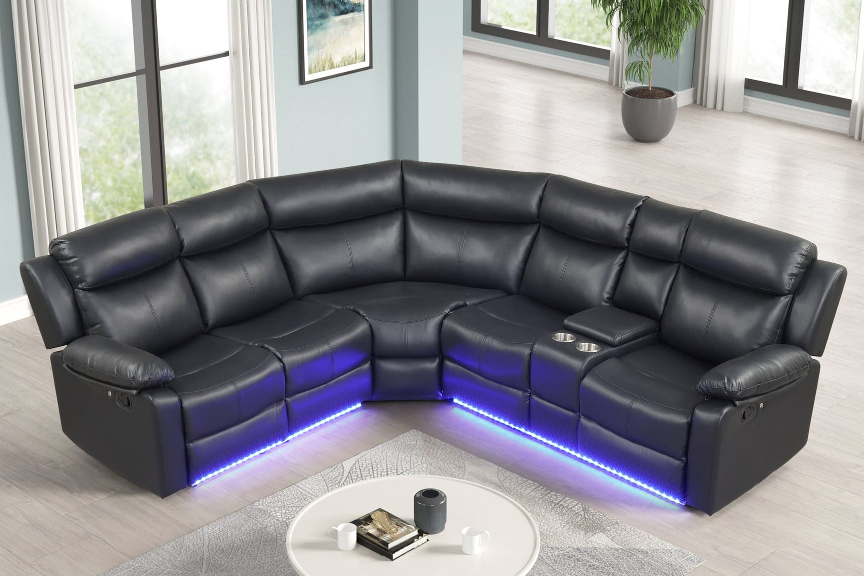 Super Black Reclining Sectional view 3