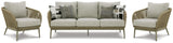 Swiss Beige Valley Outdoor Sofa With 2 Lounge Chairs - Ella Furniture