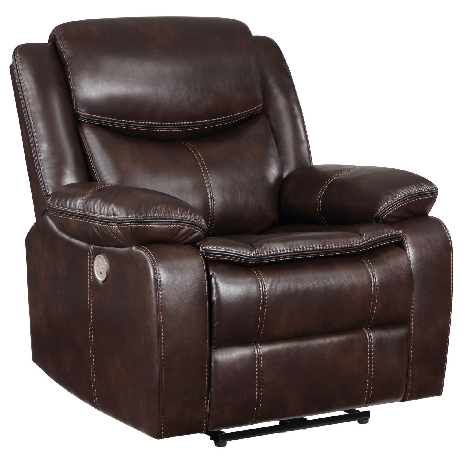 Sycamore Upholstered Power Recliner Chair Dark Brown 610193P - Ella Furniture