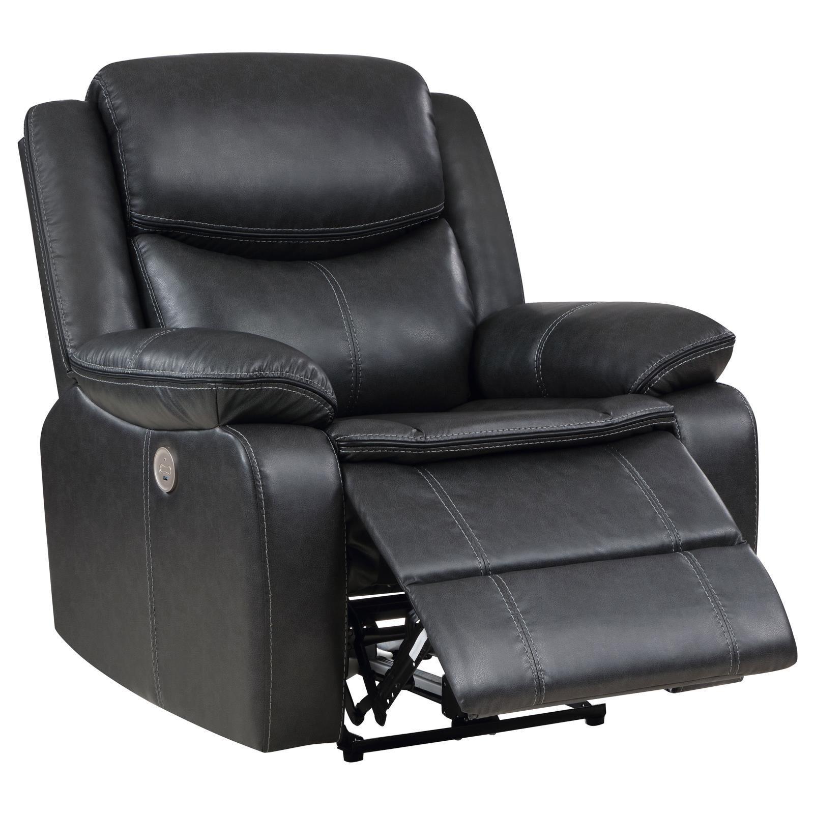 Sycamore Upholstered Power Recliner Chair Dark Grey 610233P - Ella Furniture