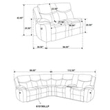 Sycamore Upholstered Power Reclining Sectional Sofa Brown 610190P - Ella Furniture