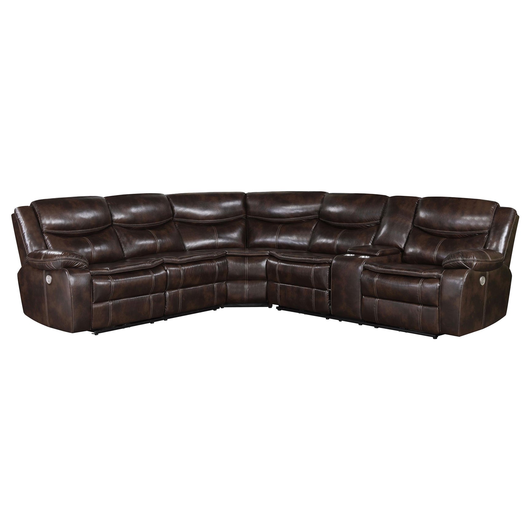 Sycamore Upholstered Power Reclining Sectional Sofa Brown 610190P - Ella Furniture
