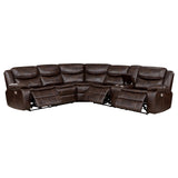 Sycamore Upholstered Power Reclining Sectional Sofa Brown 610190P - Ella Furniture