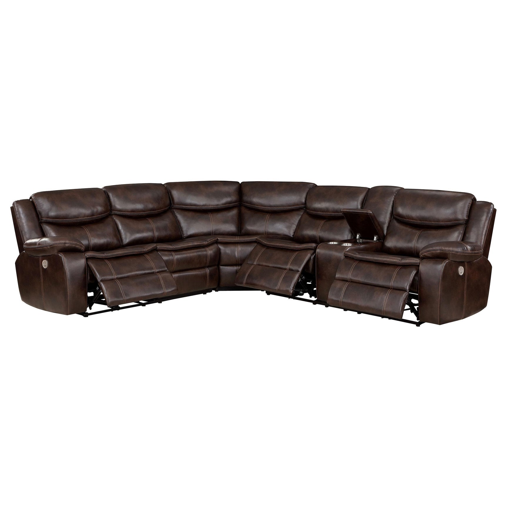 Sycamore Upholstered Power Reclining Sectional Sofa Brown 610190P - Ella Furniture