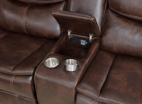 Sycamore Upholstered Power Reclining Sectional Sofa Brown 610190P - Ella Furniture