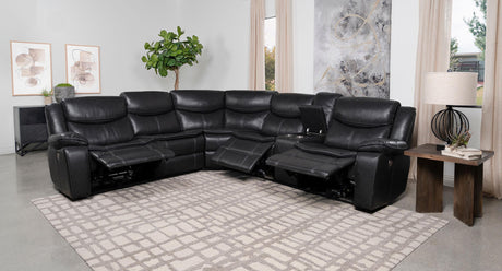 Sycamore Upholstered Power Reclining Sectional Sofa Grey 610200P - Ella Furniture