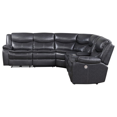 Sycamore Upholstered Power Reclining Sectional Sofa Grey 610200P - Ella Furniture