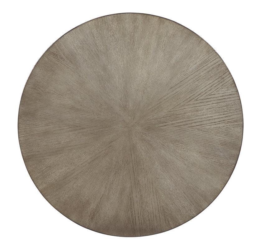 Ranoka Platinum Ash Veneer Silvertone Metal Tubular Legs Wood Round Cocktail Table - Ella Furniture