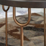 Dark Brown/Gold Modern Metal Tubular Legs With Antiqued Goldtone Round Cocktail Table - Ella Furniture