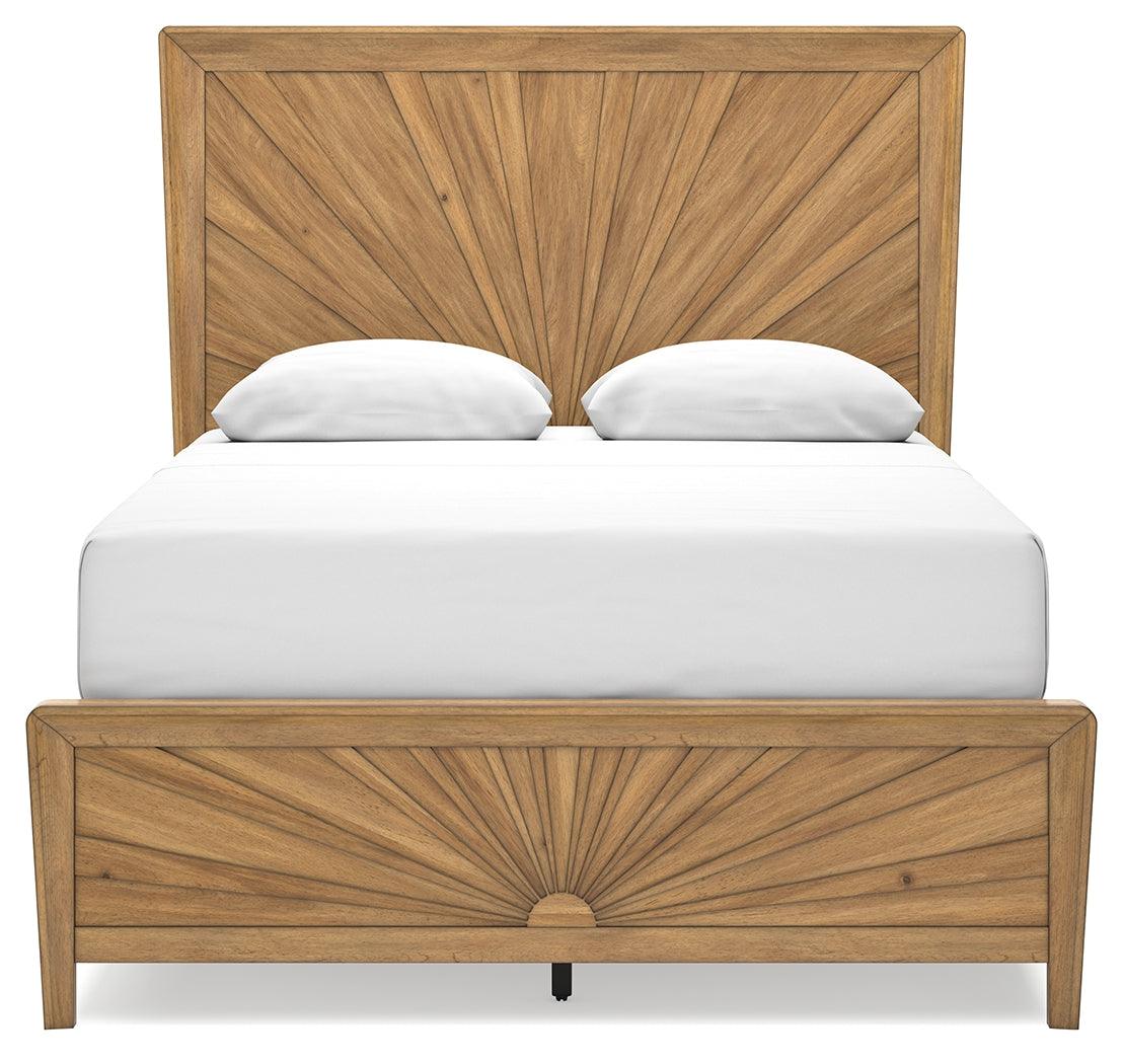 Takston Light Brown Queen Panel Bed - Ella Furniture