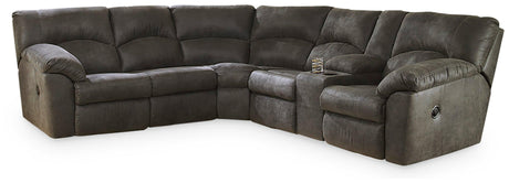 Tambo Pewter 2-Piece Sectional With Recliner - Ella Furniture