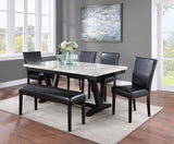 Tanner White/Black Faux Marble Modern Wood And Veneers Dining Room Set - Ella Furniture