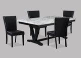 Tanner White/Black Faux Marble Modern Wood And Veneers Dining Room Set - Ella Furniture