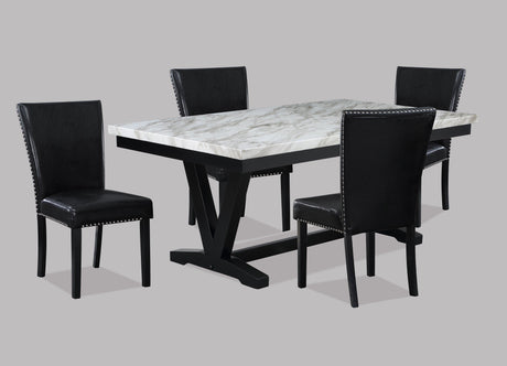 Tanner White/Black Faux Marble Modern Wood And Veneers Dining Room Set - Ella Furniture