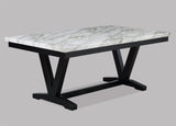 Tanner White/Black Faux Marble Modern Wood And Veneers Dining Room Set - Ella Furniture