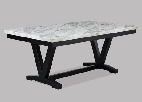 Tanner White/Black Faux Marble Modern Wood And Veneers Dining Room Set - Ella Furniture