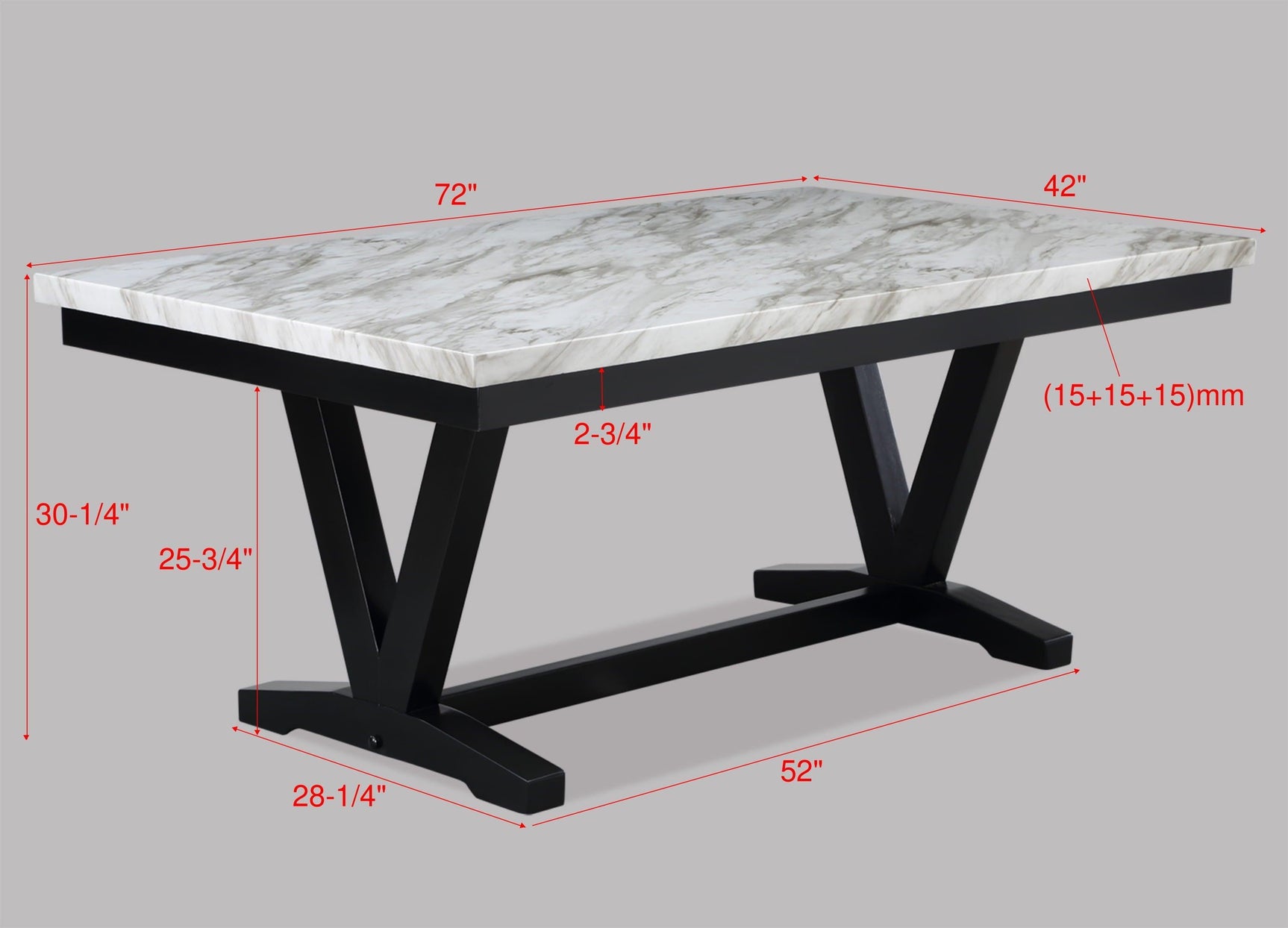 Tanner White/Black Faux Marble Modern Wood And Veneers Dining Room Set - Ella Furniture